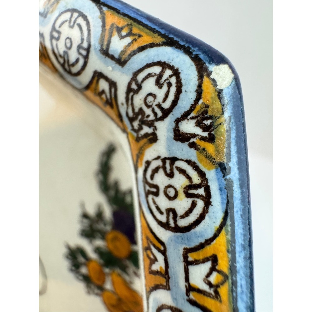 Antique Gien French Faience Renaissance Tray 1870s Handled Platter - As Is - Picture 5 of 11